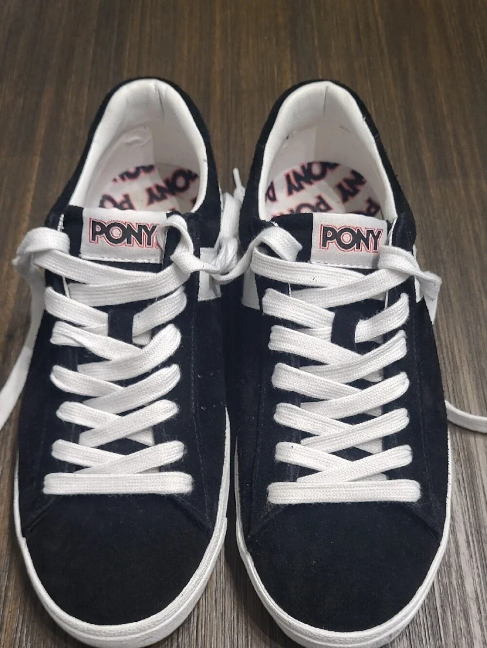 Pony Men’s Low-Top Suede Sneakers in Black and White